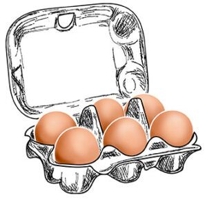 eggs in a illustrated egg carton