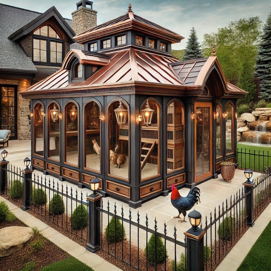 Here is a luxury backyard chicken coop design.