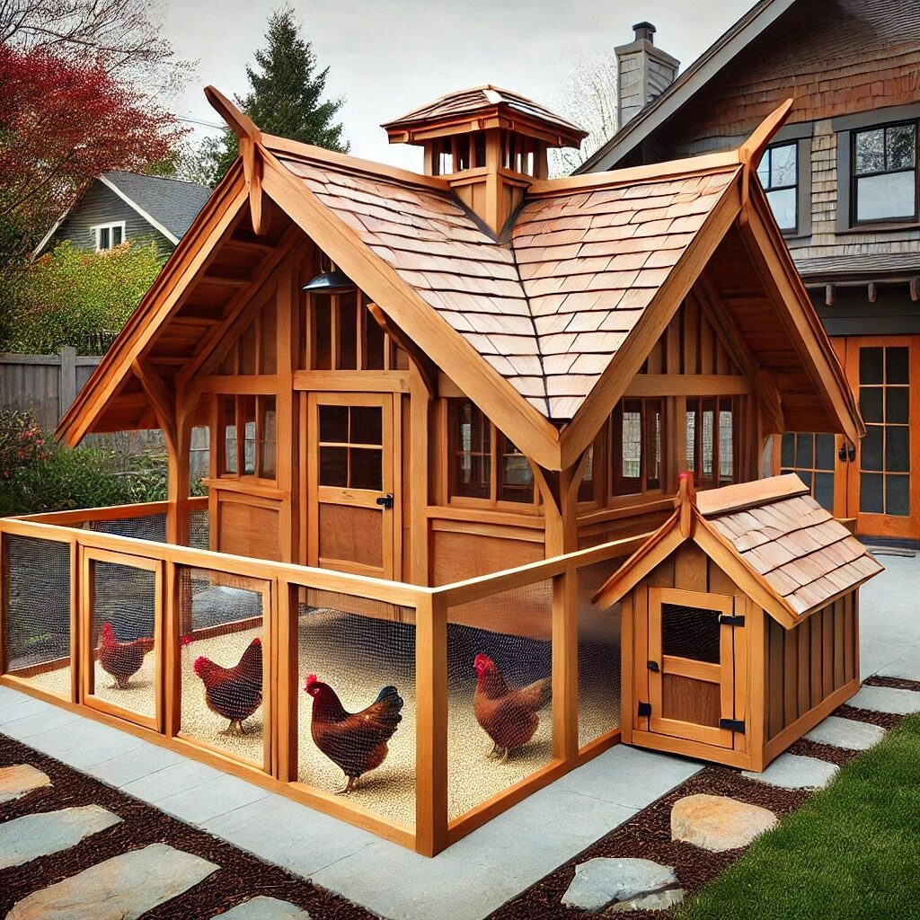 Here is a basic, and amazing, Craftsman-style backyard chicken coop with an enclosed chicken run.